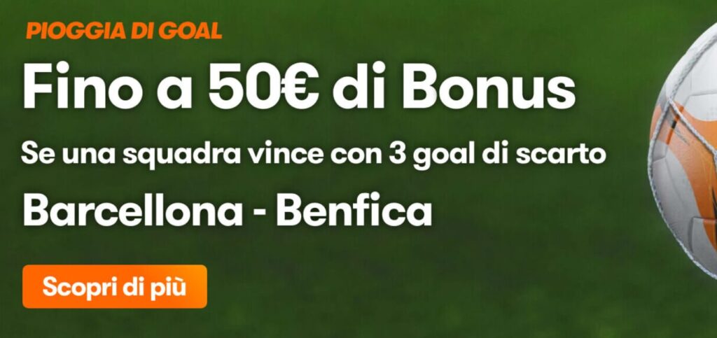 Bonus Barcellona Benfica su Betsson