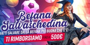 Promo Befana Salvaschedina su Betclic